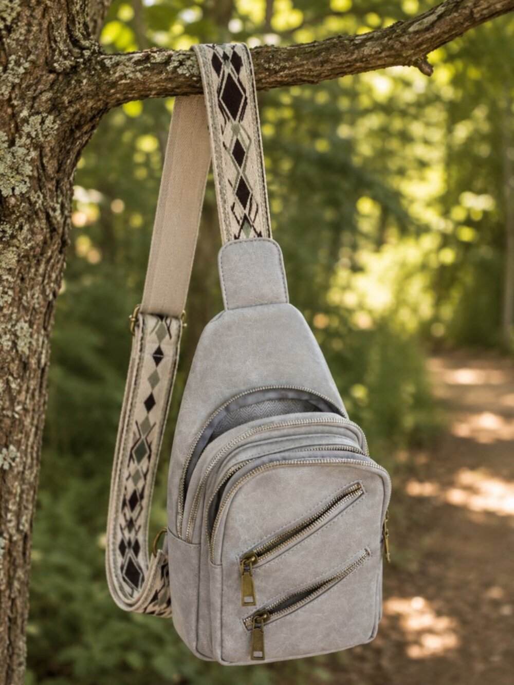 Crossbody Sling Bag – Light Grey